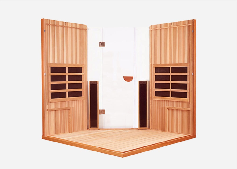 Sanctuary Corner 4 Person Sauna | Okoume Pro | EU Plug