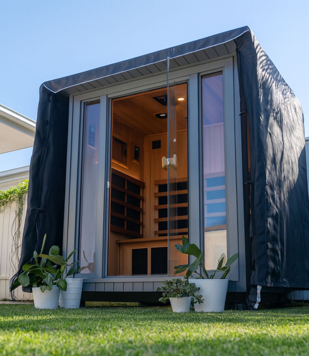 Sanctuary Outdoor 5 Person Sauna | Okoume | EU Plug