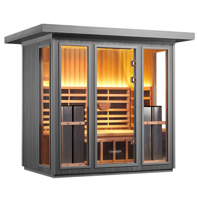 Sanctuary Outdoor 5-Person Sauna | Okoume | EU Plug