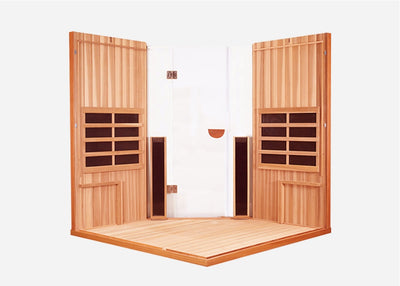 Sanctuary Corner 4 Person Sauna | Okoume Pro | EU Plug